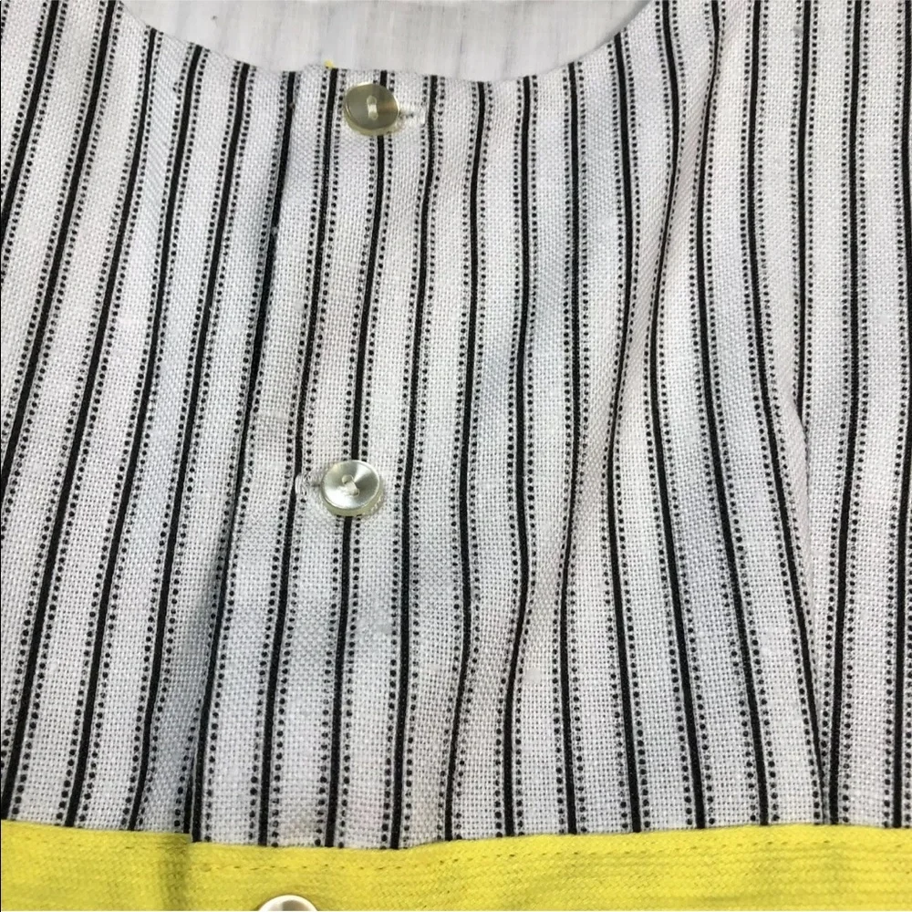 Ruth Of Carolina Vintage Girls White Yellow Black Striped Floral Dress